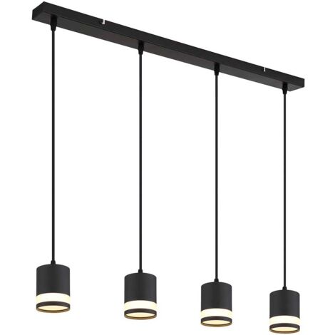 Hängeleuchte Pendellampe Wohnzimmerlampe schwarz opal 4 flammig LED H 120 cm