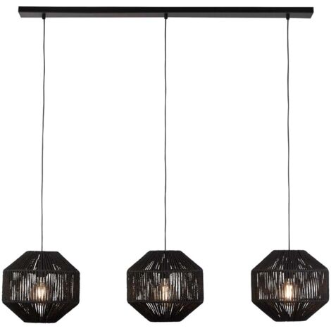 Hängeleuchte Pendelleuchte Deckenlampe Schwarz Stahl 3-Flammig Esszimmerleuchte