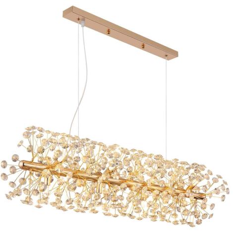 Hängeleuchte Pendelleuchte Esszimmerlampe LED 12-Flammig Kristall klar gold G9