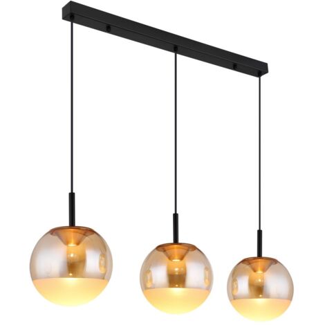 Hängeleuchte Pendelleuchte Wohnzimmerlampe schwarz messing Glaskugeln LED