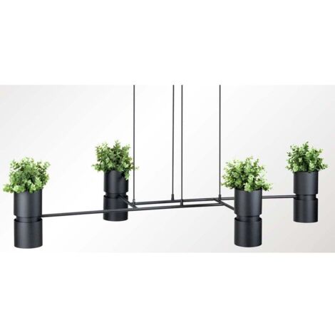 Hängeleuchte Pflanztopf Pendelleuchte Deckenlampe Stahl Alu Schwarz Blumentopf