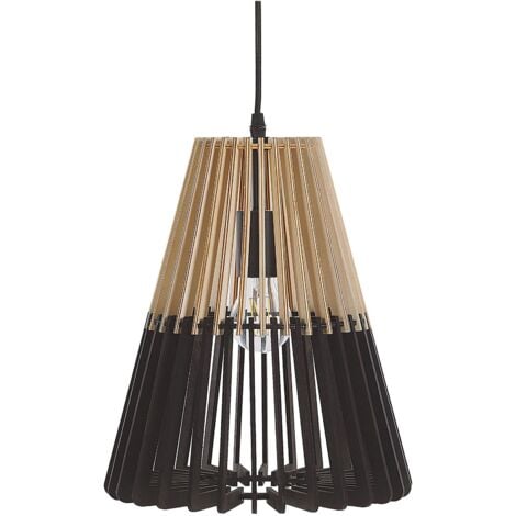 BELIANI Hängeleuchte Schwarz/ Hellbraun 121 cm MDF-Platte Zweifarbig Boho-Industrie Look für Wohn- Schlaf- und Esszimmer Modernes Design - Schwarz