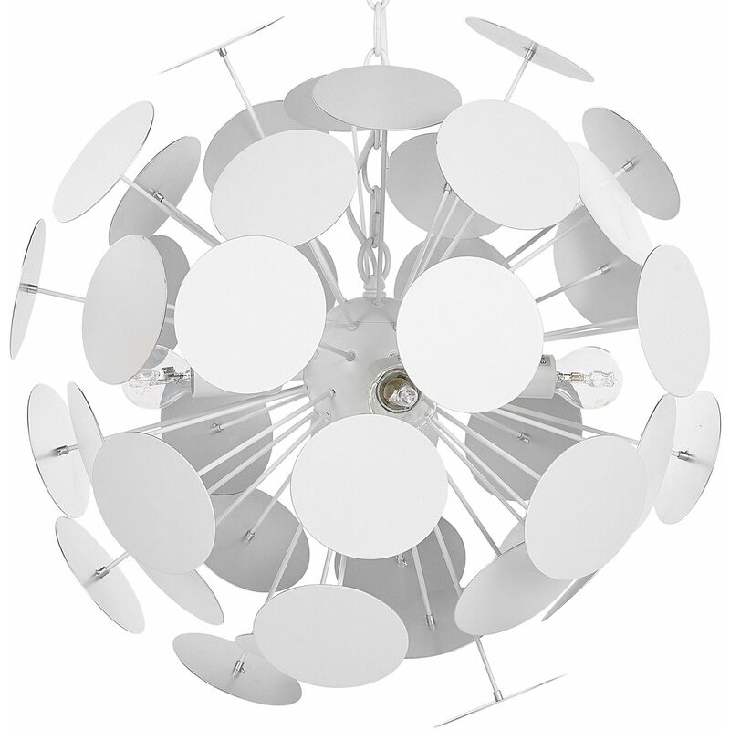 Beliani - Hängeleuchte Weiß 4-flammig Schirm aus dekorativen Metallplatten matte Oberfläche runde Form Moderner Stil - Weiß