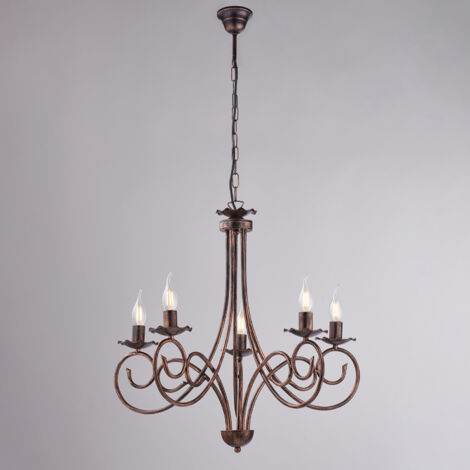 Hängeleuchter aus Eisen Schwarz DECO Kupfer fünf Lichter 57x h60 cm