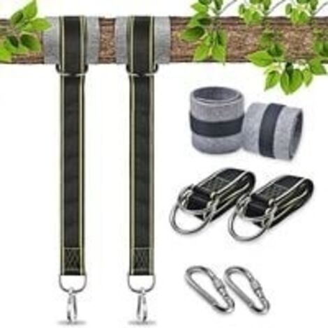 Hängematten-Aufhängegurt, Hängesesselbefestigung, Zubehör für Gartenschaukeln, Sicherheitskarabiner, Schaukelgurt für Bäume, Hängemattenschaukel (2 x 1,5 m)
