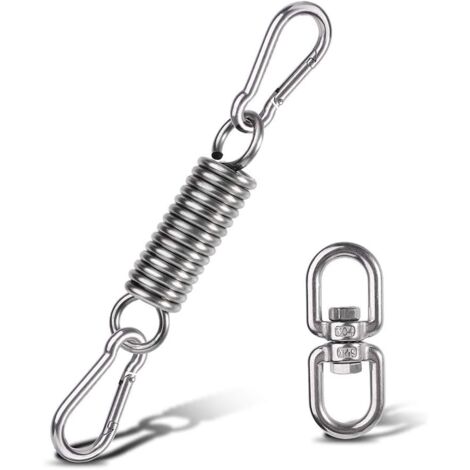 Hängematten-Aufhängeset, Hängematten-Stuhlfeder mit Karabinern und drehbarem Ring, Hängemattenstuhl-Zubehör, für Veranda-Stühle, Hängeschaukeln, Hängehaken