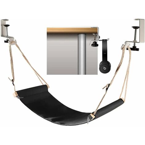 Hängematten-Fußstütze, Hängematten-Fußverstellung für Schreibtischfüße, Headset-Halter enthalten Einstellbar Tragbar Perfekt zur Entlastung Ihrer Füße