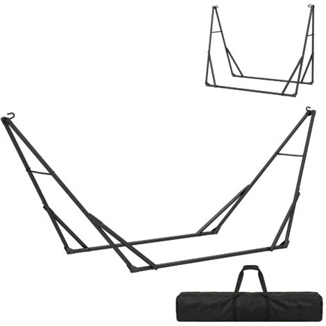 Hängemattengestell für Hängematte verstellbar klappbar tragbar Hängemattenständer mit Tragetasche 290x78x100 cm Schwarz