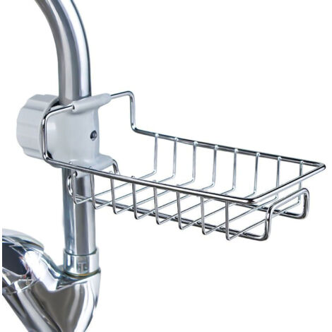 Hängende Ablage für Wasserhahn, organisierte Aufbewahrung aus atmungsaktivem Edelstahl für einlagige Küchenspülen