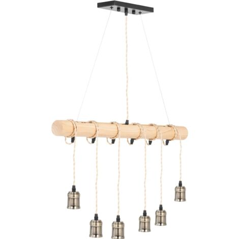 Hängende Deckenleuchte LOFT, 6-flammig E27 - Holzbalken