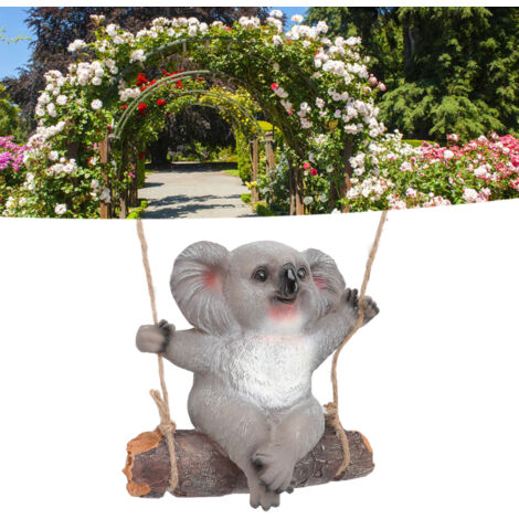 Hängende Koala-Statue, Dekorative Tierfigur für den Garten, Cartoon-Gartenornament, Schaukel-Koala-Skulptur aus Kunstharz