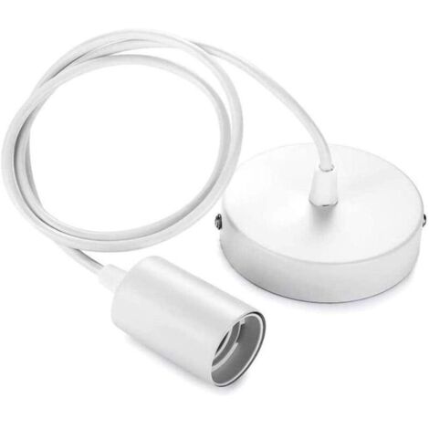 Hängende Kunststofffassung aus Metall, Hängelampe mit verstellbarem Kabel für E27-Sockel, weiße Hängelampenfassung E27, Küche, Schlafzimmer, Wohnzimmer, Café, Esszimmer, Restaurant, Deckenlampen [Ener