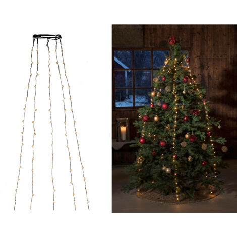 Hängende LED Christbaum Lichterkette 180 bernsteinfarbene LED´s - "Baummantel"