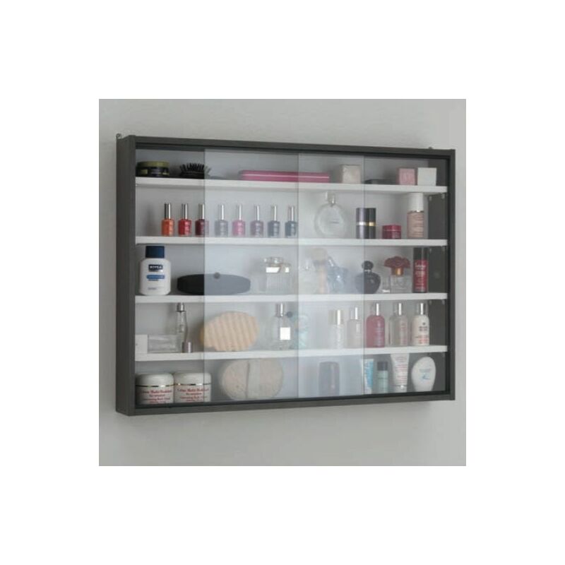 HÄNGENDE VITRINE MIT GLASSCHIEBETÜREN CM 80X60 ANTHRAZITGRAU