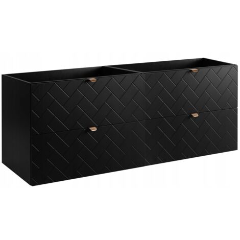 Hängende Waschtischunterschrank - 160 cm - Schwarz - Elegantes Design - 4 praktische Schubladen
