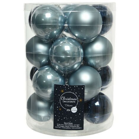 Hängende Weihnachtskugeln aus Glas, 6 cm, Blau. 20er-Set