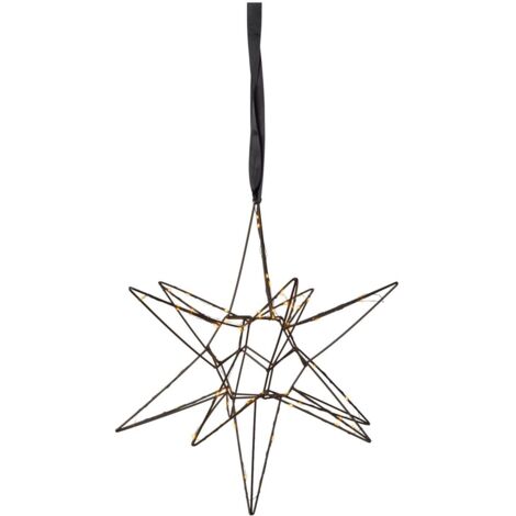 Hängender 3D Metallstern Lizzy 60 LEDs schwarz, Ø 47cm