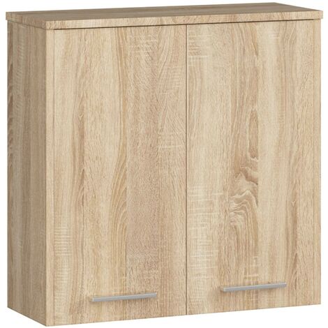 Hängender Badezimmerschrank AKORD FIN Sonoma-Eiche 60 cm 2 Türen 2 Ebenen B60 x H60 x T22,5 cm
