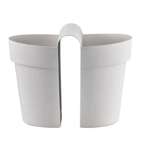 Hängender Balkon-Pflanztopf „Saddle“ – Kunstharz mit Abflussloch – Beige (33 x 22,5 cm)