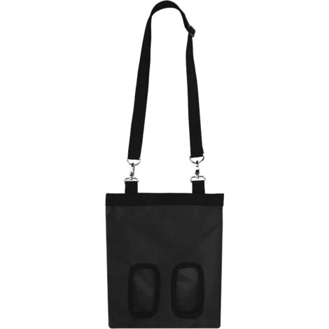 Hängender Futterbeutel aus 600D Oxford-Canvas für Kaninchen und Kleintiere, Schwarz