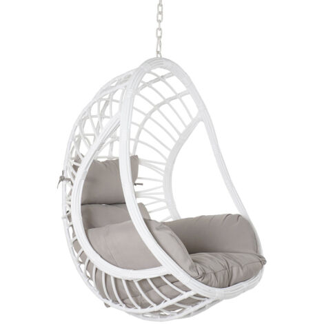 Hängender Gartensessel dkd home decor 90 x 70 x 110 cm grau Metall Kunststoff Rattan white