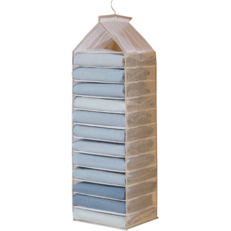Hängender Kleiderschrank-Organizer  Dickes PVC  Modelle mit 6, 9 oder 12 Fächern  Grau, Weiß, Grün  Maße: 50, 67 oder 85 cm  Ausziehbar und drehbar