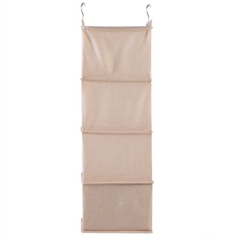 Hängender Kleiderschrank-Organizer mit Fächern und Schublade, Leinen, Beige, Maße 84x29x29cm, Kapazität 2 drehbare Fächer