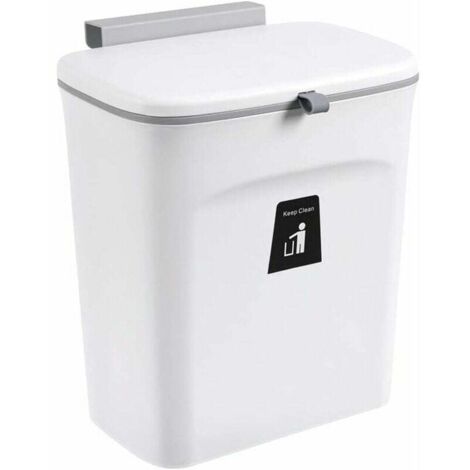 Hängender Küchen-Mülleimer mit Deckel, 9 l, Weiß