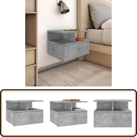 Hängender Nachttisch Betongrau 40x31x27 cm Holzwerkstoff - Hängender Nachttisch - Wand-Nachttisch - Nachtisch - Betongrau - Holzwerkstoff