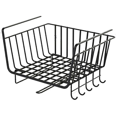 Hängender Unterregalkorb aus schwarzem Draht, platzsparend, multifunktionaler Kleiderschrank-Organizer