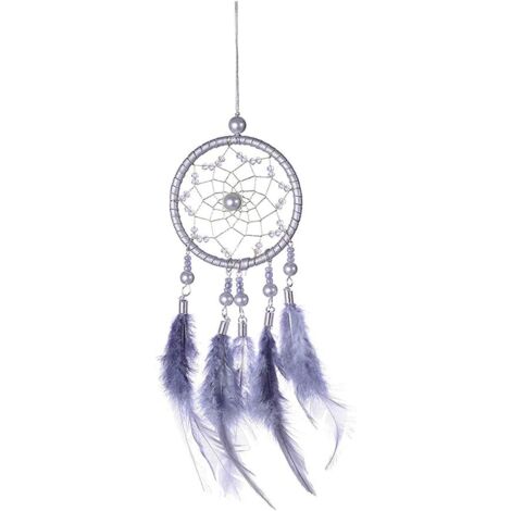 Hängendes Netz, Traumfänger, Spitze, Federnetz, Dekoration, Traumfänger-Anhänger, wunderschöne graue Hängedekoration im Bohemian-Stil, perfekt für Wand, Zimmer, Fenster und Auto