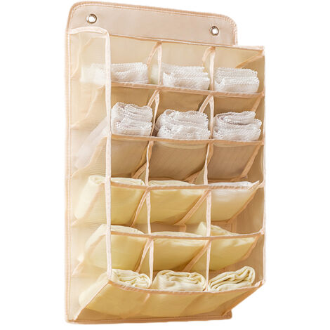 Hängeorganizer 55x30 cm mit 15+5 Taschen aus Oxford-Gewebe und Netzgewebe - Grau/Beige/Rosa