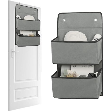 Hängeregal fürs Schlafzimmer, Hängeregal mit 2 Fächern, Hängeregal mit 2 Haken, Hängekorb für Schlafzimmer, Badezimmer, Küche, Van (Grau)