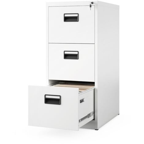 JAN NOWAK Hängeregisterschrank V003 Hängeregistraturschrank Hängemappenschrank Aktenschrank mit 3 Schubladen Stahlblech Pulverbeschichtung 102 cm x 46 cm x 62 cm (H x B x T) (weiß/weiß)