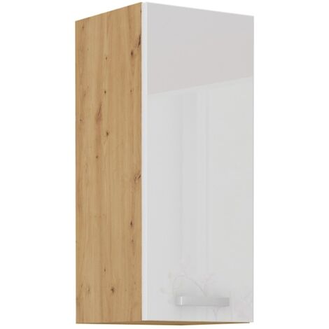 Hängeschrank 30 cm Eiche Artisan + Weiß Hochglanz Küchenzeile Küchenblock Küche