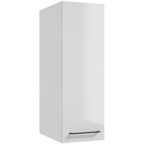 Hängeschrank, 45 cm tief, in weiß Hochglanz mit Metallgriff in schwarz MESSINA-107, B/H/T: ca. 30/90/45 cm