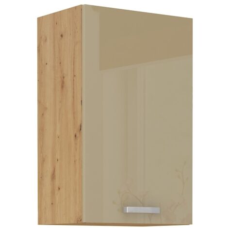 Hängeschrank 50 Eiche Artisan Cappuccino Hochglanz Küchenzeile Küchenblock Küche