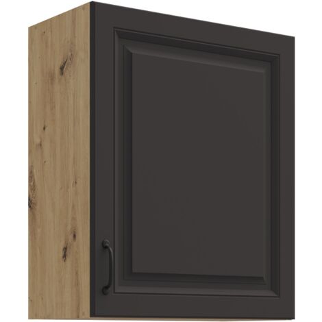 Hängeschrank 60 cm Stilo Grau + Eiche Artisan Küchenzeile Küchenblock Küche