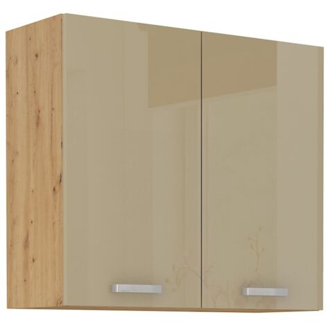 Hängeschrank 80 Eiche Artisan Cappuccino Hochglanz Küchenzeile Küchenblock Küche