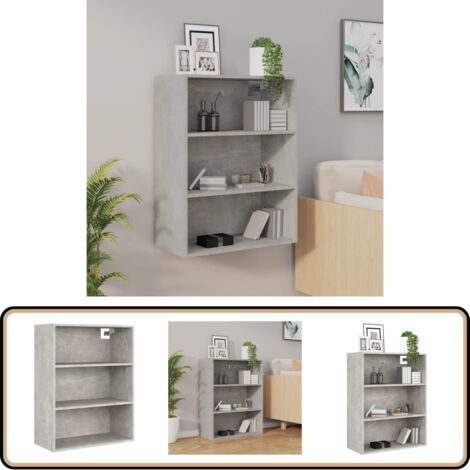 Hängeschrank Betongrau 69,5x32,5x90 cm - Hängeschrank - Wandregal - Betongrau - Holzwerkstoff - Stauraum
