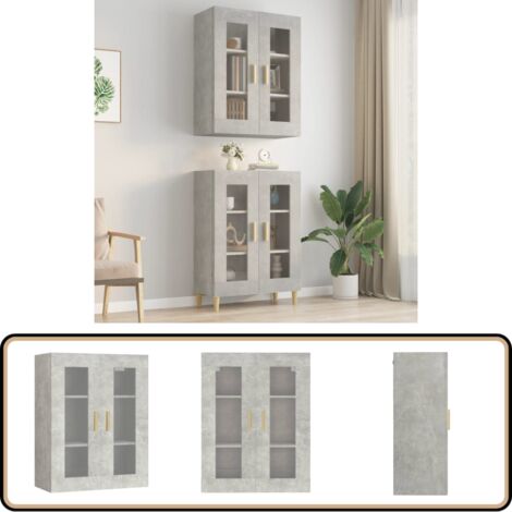Hängeschrank Betongrau 69,5x34x90 cm - Hängeschrank - Wandregal - Stauraum - Betongrau - Holzwerkstoff