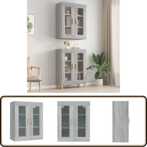 Hängeschrank Grau Sonoma 69,5x34x90 cm - Hängeschrank - Wandregal - Stauraum - Wohnraumorganisation - Grau Sonoma