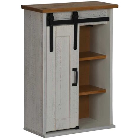 Hängeschrank HALDEN mit Schiebetür Weiß 49x22,5x70 cm Kiefer vidaXL