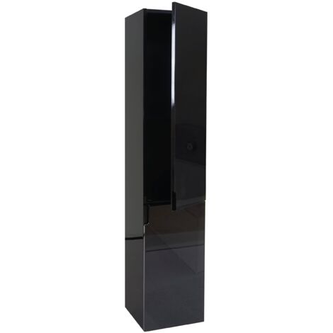 Hängeschrank HHG-618, Midischrank Hochschrank Badezimmer Badmöbel, hochglanz 150x30cm schwarz