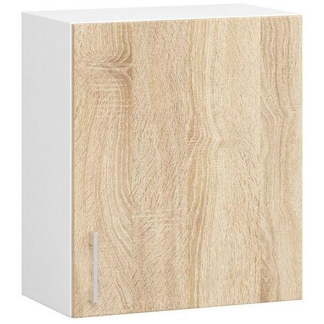 Hängeschrank Küchenschrank AKORD LIMA modular W50 Weiß 50 cm Tür 2 Ebenen Front Sonoma-Eiche B50 x H58 x T30,5 cm