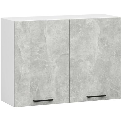 Hängeschrank Küchenschrank AKORD OLIWIA modular W80 Weiß 80 cm 2 Türen 2 Ebenen Front Beton B80 x H58 x T30 cm