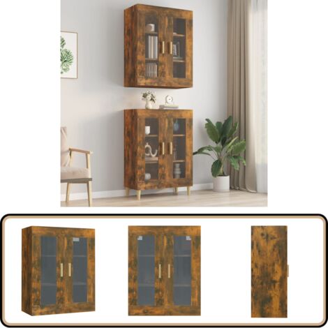 Hängeschrank Räuchereiche 69,5x34x90 cm - Hängeschrank - Wandregal - Stauraum - Wohnraumorganisation - Holzschrank