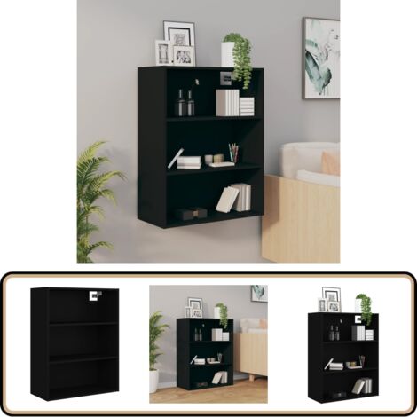 Hängeschrank Schwarz 69,5x32,5x90 cm - Hängeschrank - Wandregal - Schrank Schwarz - Holzschrank - Wohnraumorganisation