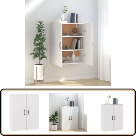 Hängeschrank Weiß 69,5x34x90 cm Holzwerkstoff - Hängeschrank - Wandregal - Stauraum - Weißer Schrank - Holzwerkstoffschrank