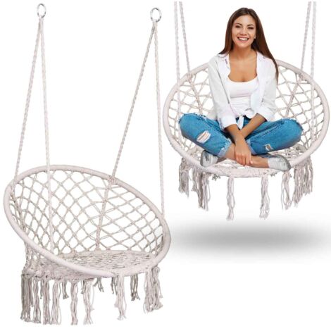 Hängesessel im Boho-Stil, beige